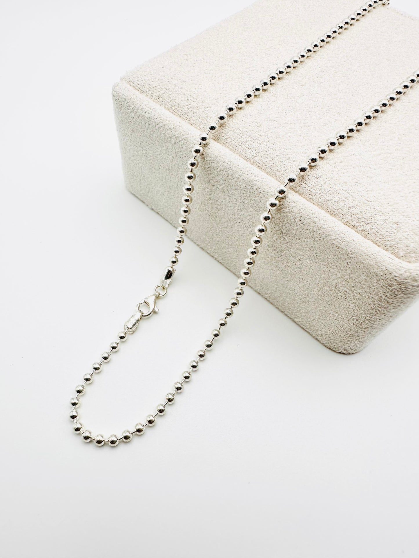 Solid Sterling Silver Ball Bead Chain Necklace - 2mm width - 18” 20” 22” 24” Length