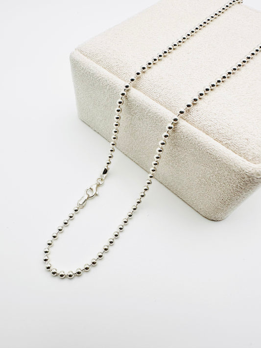 Solid Sterling Silver Ball Bead Chain Necklace - 2mm width - 18” 20” 22” 24” Length