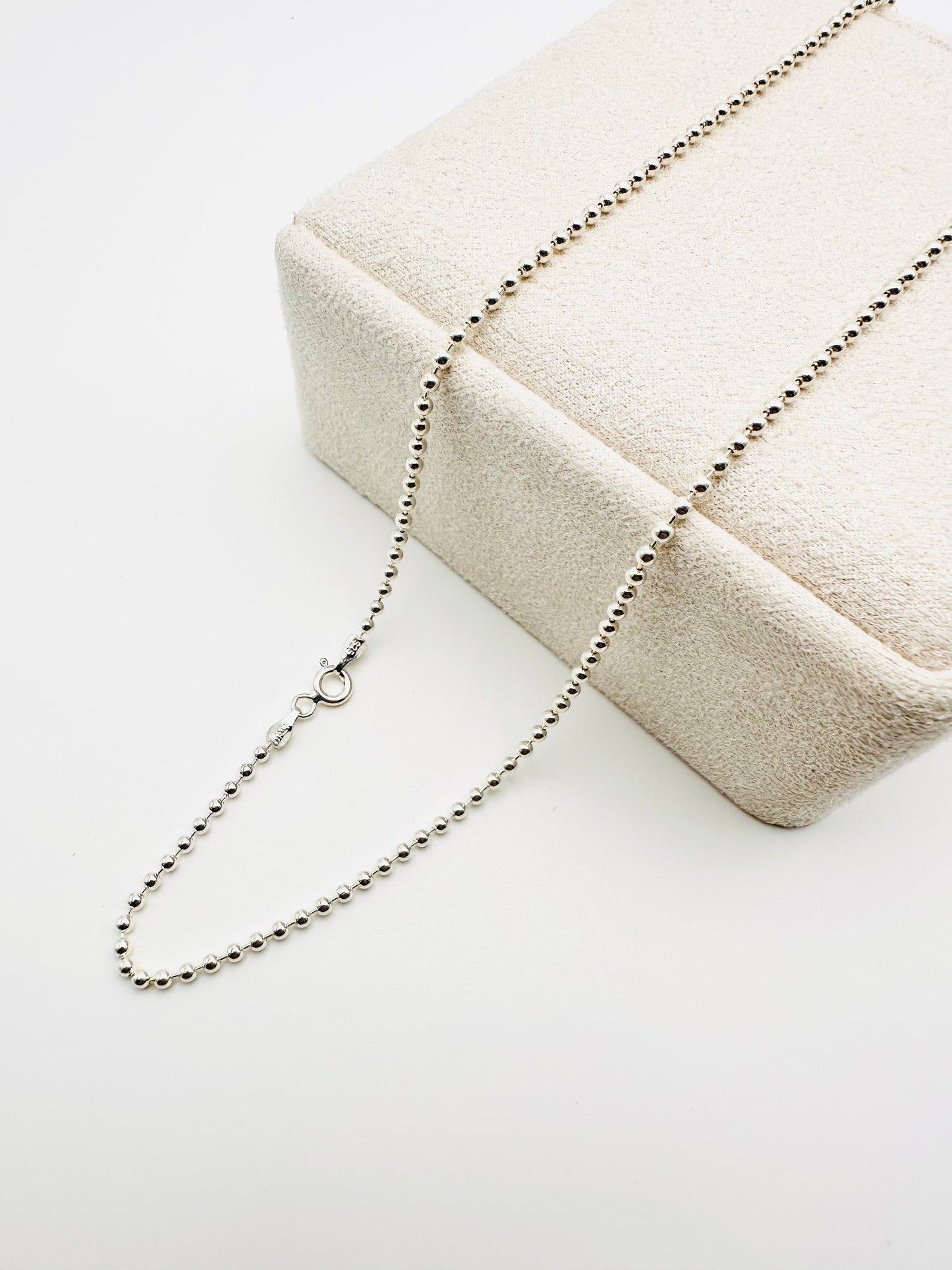 Solid Sterling Silver Ball Bead Chain Necklace - 1mm width - 18” 20” 22” 24” Length