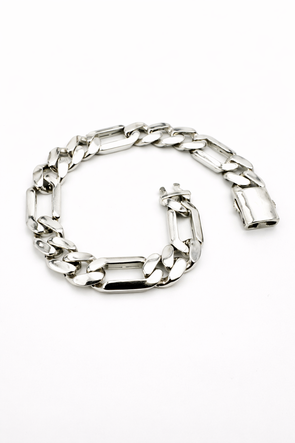 925 Sterling Silver 8mm Figaro Cuban Bracelet 8.5 inch