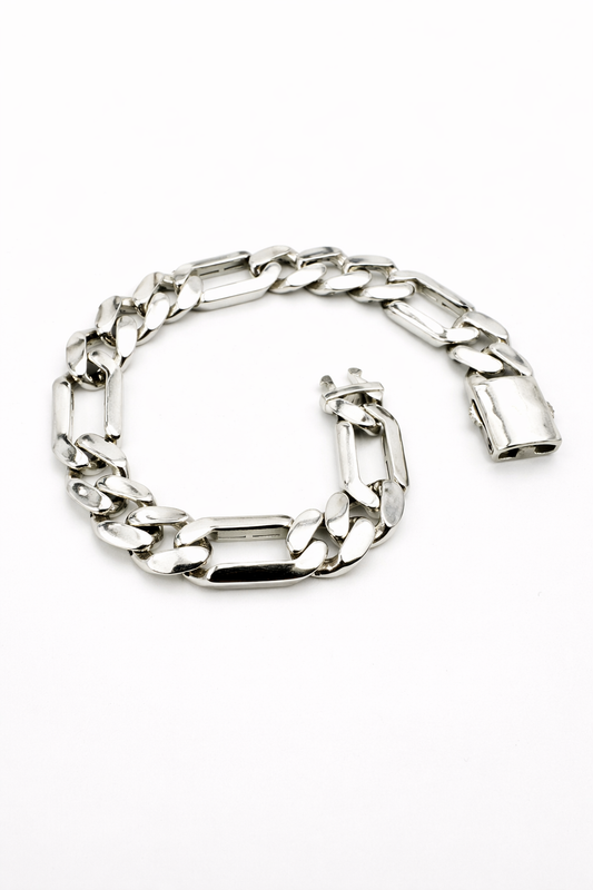 Chain the Men 925 Sterling Silver 8mm Figaro Cuban Bracelet 8.5 inch