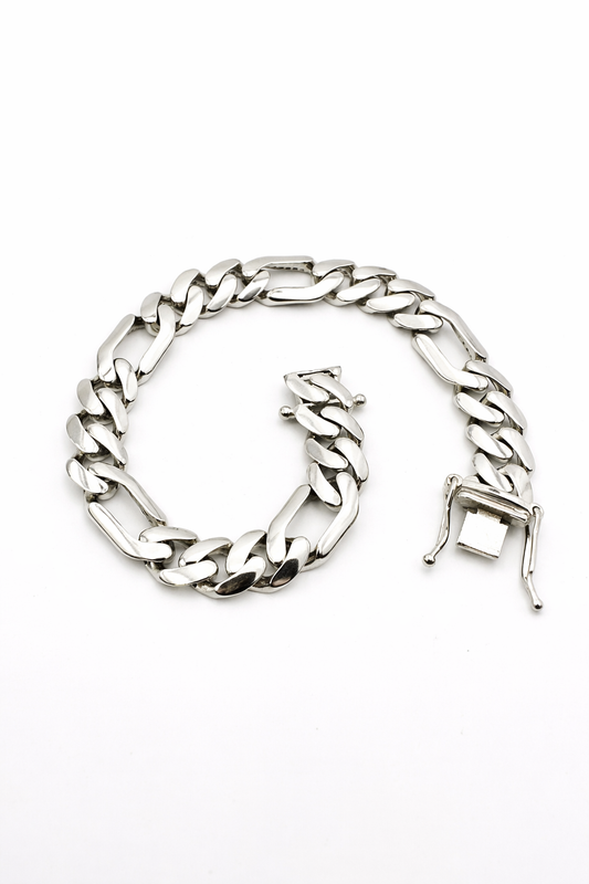 Chain the Men 925 Sterling Silver 6mm Figaro Cuban Bracelet 8.5 inch New