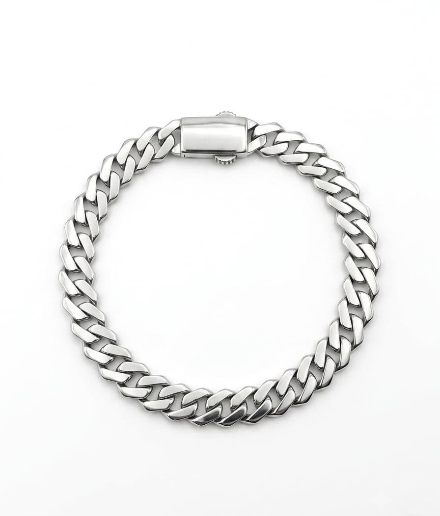 Chain the Men 925 Sterling Silver 7mm Cuban Curb Link Bracelet 8.5”