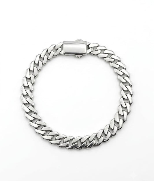 Men's Chain 925 Sterling Silver 7mm Curb Link Bracelet 8.5"