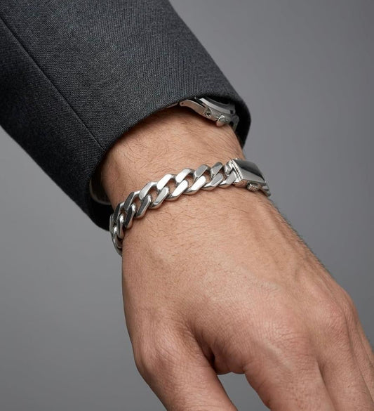 Men's Chain 925 Sterling Silver 7mm Curb Link Bracelet 8.5"