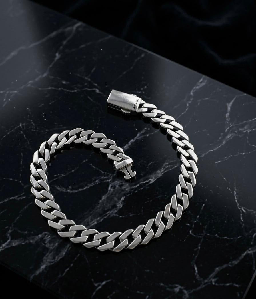 Chain the Men 925 Sterling Silver 7mm Cuban Curb Link Bracelet 8.5”