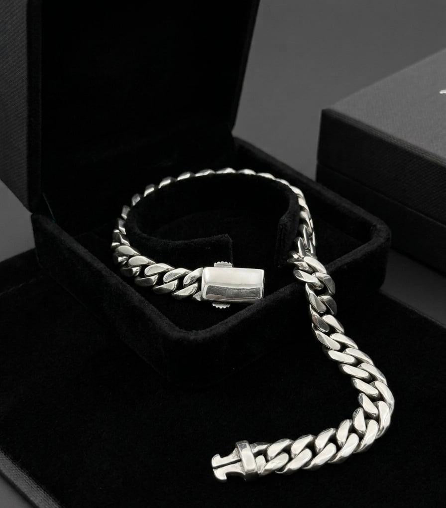 Chain the Men 925 Sterling Silver 7mm Cuban Curb Link Bracelet 8.5”
