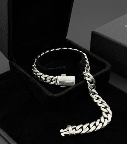 Chain the Men 925 Sterling Silver 7mm Cuban Curb Link Bracelet 8.5”