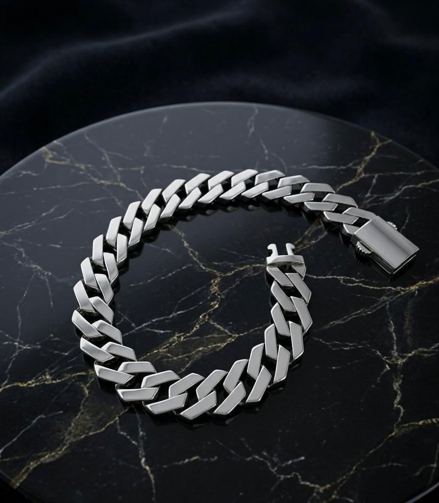 Chain the Men 925 Sterling Silver 10mm Curb Link Bracelet 8.5”