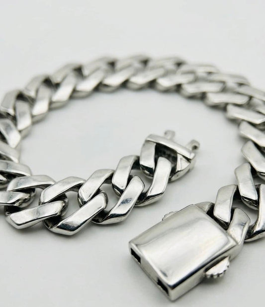 Men's 925 Sterling Silver 10mm Curb Link Bracelet 8.5”