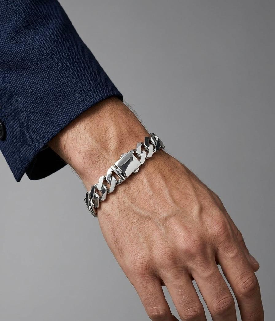 Chain the Men 925 Sterling Silver 11mm Curb Link Bracelet 8.5”