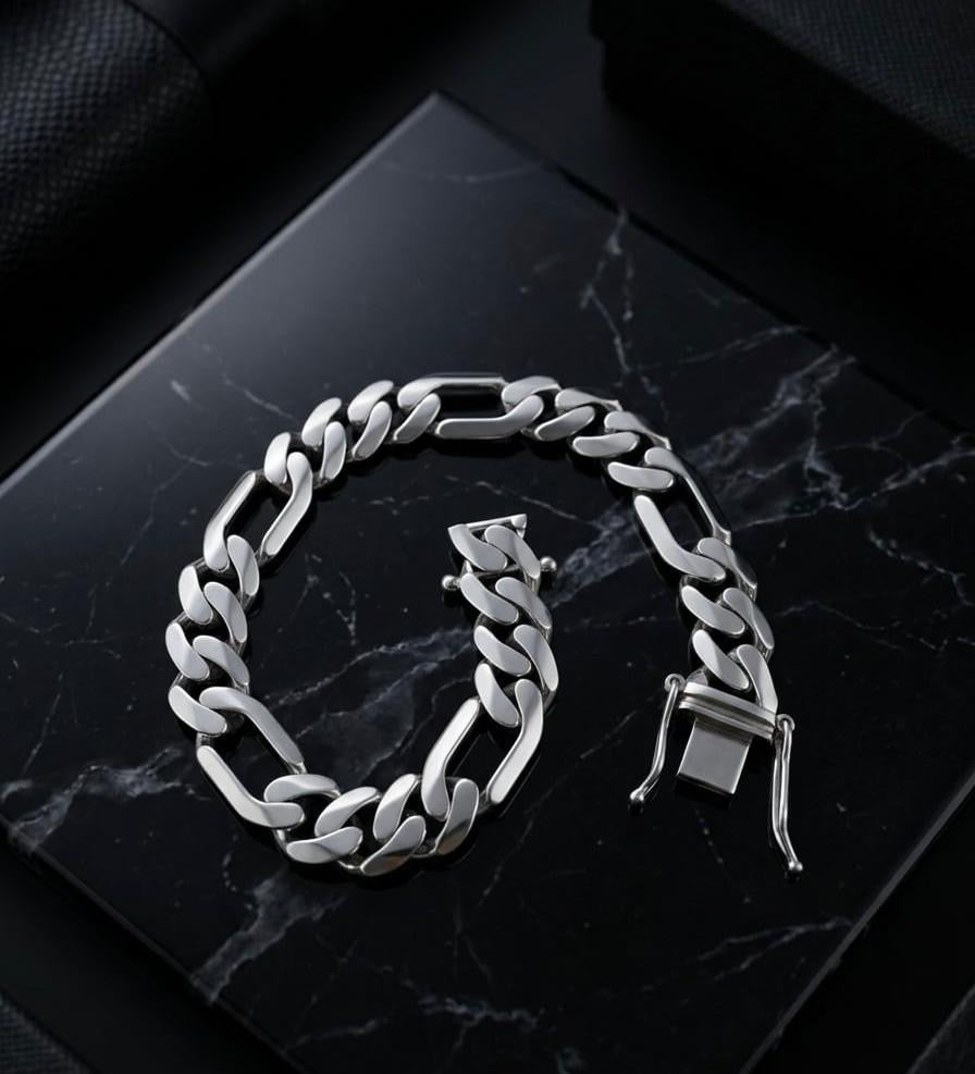Chain the Men 925 Sterling Silver 6mm Figaro Cuban Bracelet 8.5 inch New