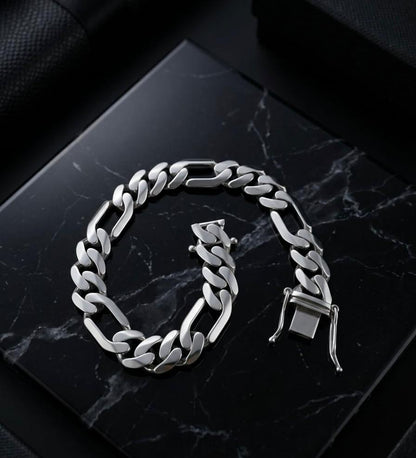 Chain the Men 925 Sterling Silver 6mm Figaro Cuban Bracelet 8.5 inch New