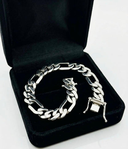Chain the Men 925 Sterling Silver 6mm Figaro Cuban Bracelet 8.5 inch New