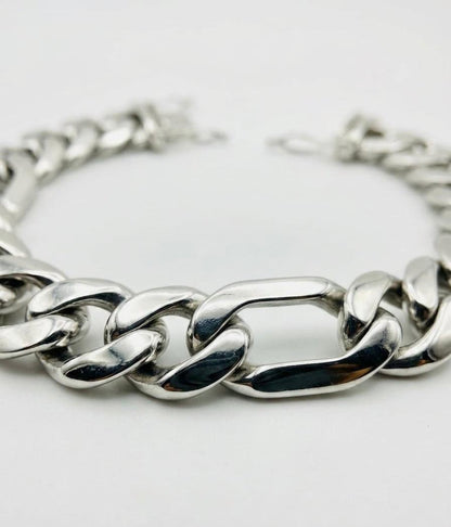 Chain the Men 925 Sterling Silver 6mm Figaro Cuban Bracelet 8.5 inch New