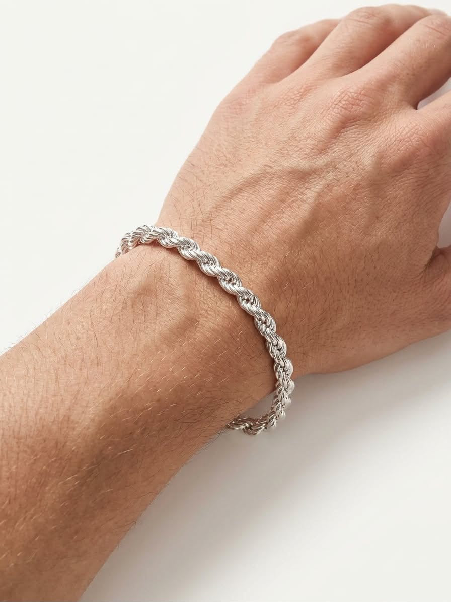 925 Sterling Silver Large Rope Bracelet 9mm Width - 8.5 inch