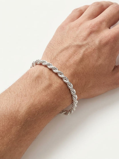 925 Sterling Silver Large Rope Bracelet 9mm Width - 8.5 inch