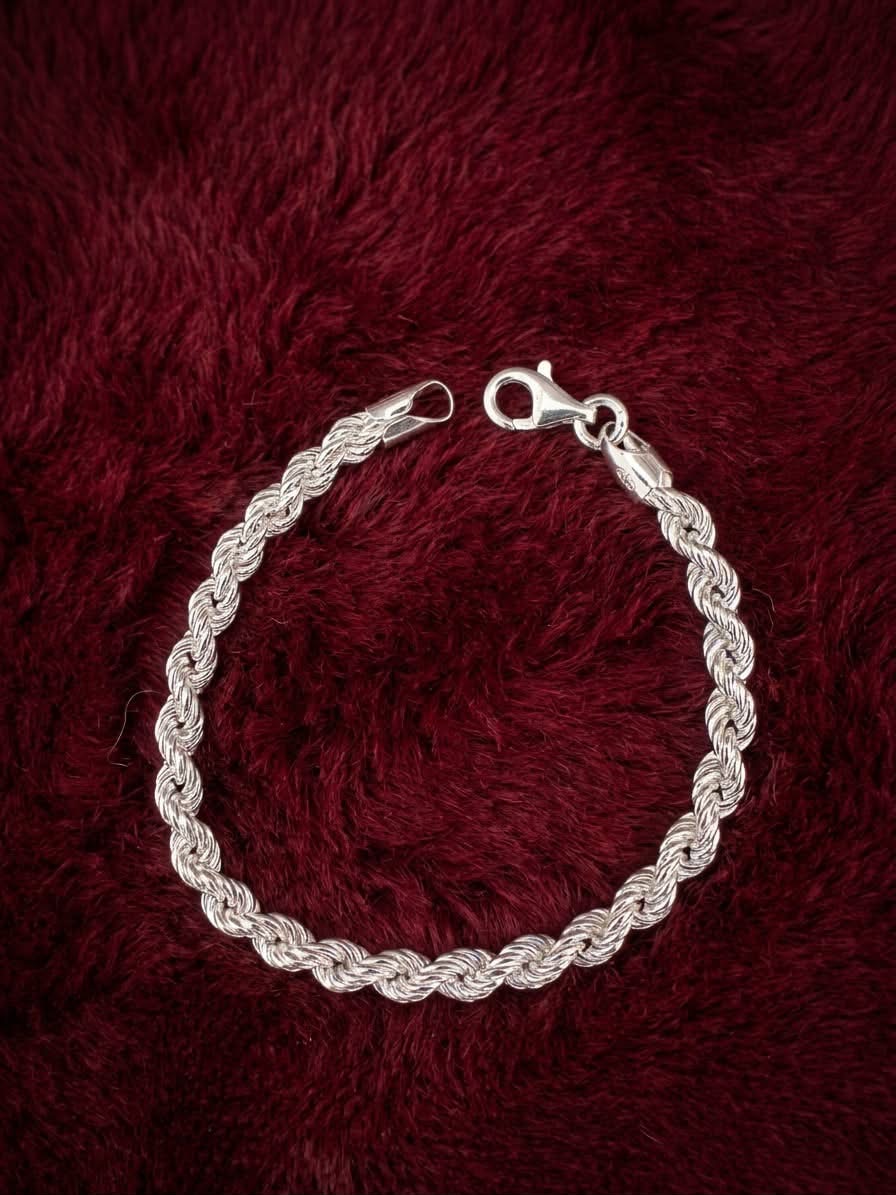 925 Sterling Silver Rope Bracelet 7mm Width - 8.5 inch