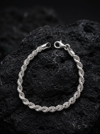 925 Sterling Silver Rope Bracelet 7mm Width - 8.5 inch