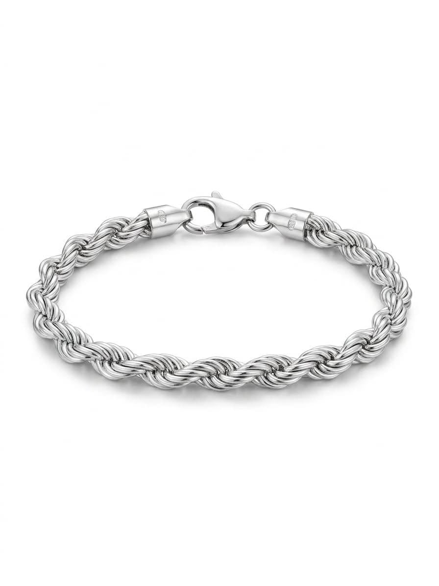 925 Sterling Silver Large Rope Bracelet 9mm Width - 8.5 inch