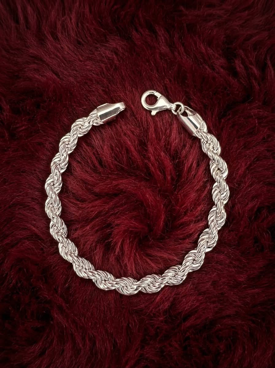 925 Sterling Silver Chunky Rope Bracelet 8mm Width - 8.5 inch