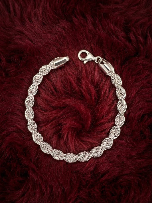 925 Sterling Silver Chunky Rope Bracelet 8mm Width - 8.5 inch